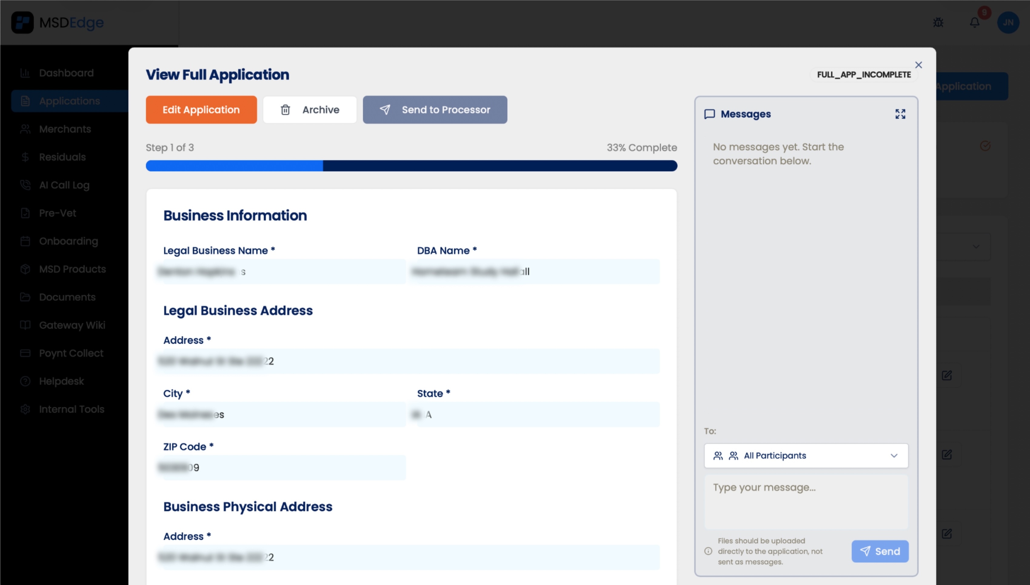 MSD in-application chat and alerts for agent and underwriter collaboration.